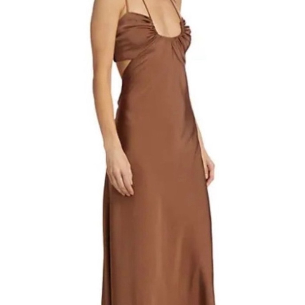 ALC Sienna Strappy Satin Slip Dress In Rawhide